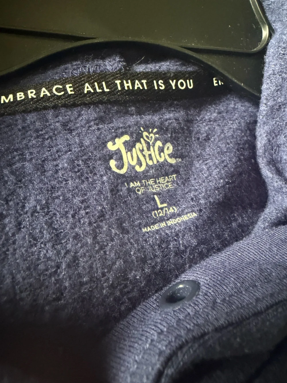 Justice Navy Blue Girls' Hoodie Sweatshirt 12/14